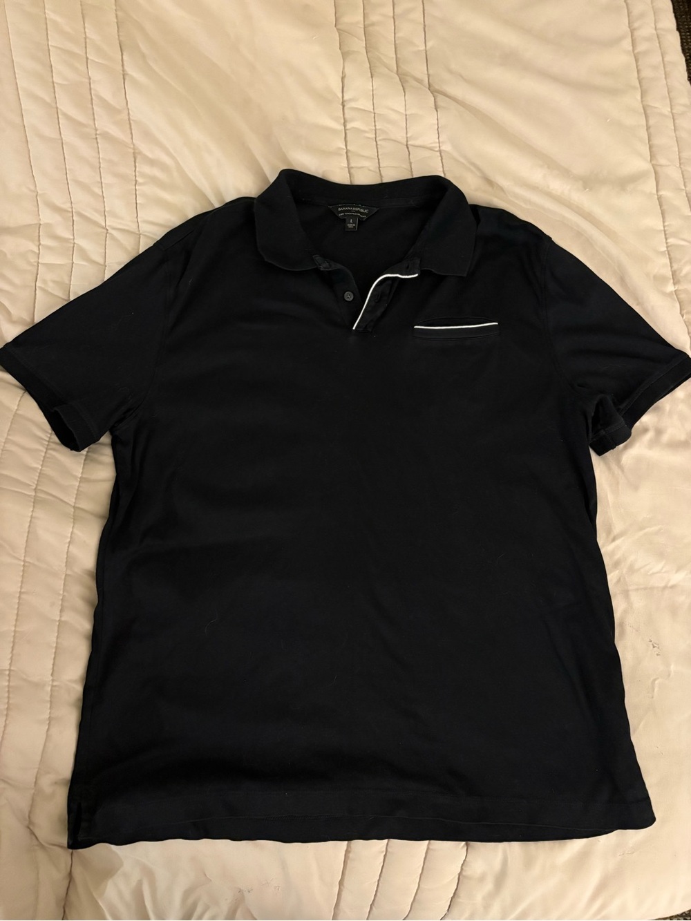 Banana Republic Men’s Black Polo with White Trim